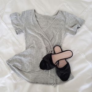 Caution to the wind ruffle wrap top